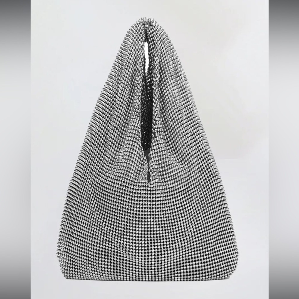 1 LEFT ..NWT A.L.C. Paige Metal Chain Mesh Bag Silver